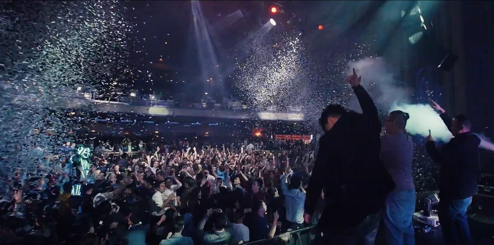 confetti in the air at a party rave